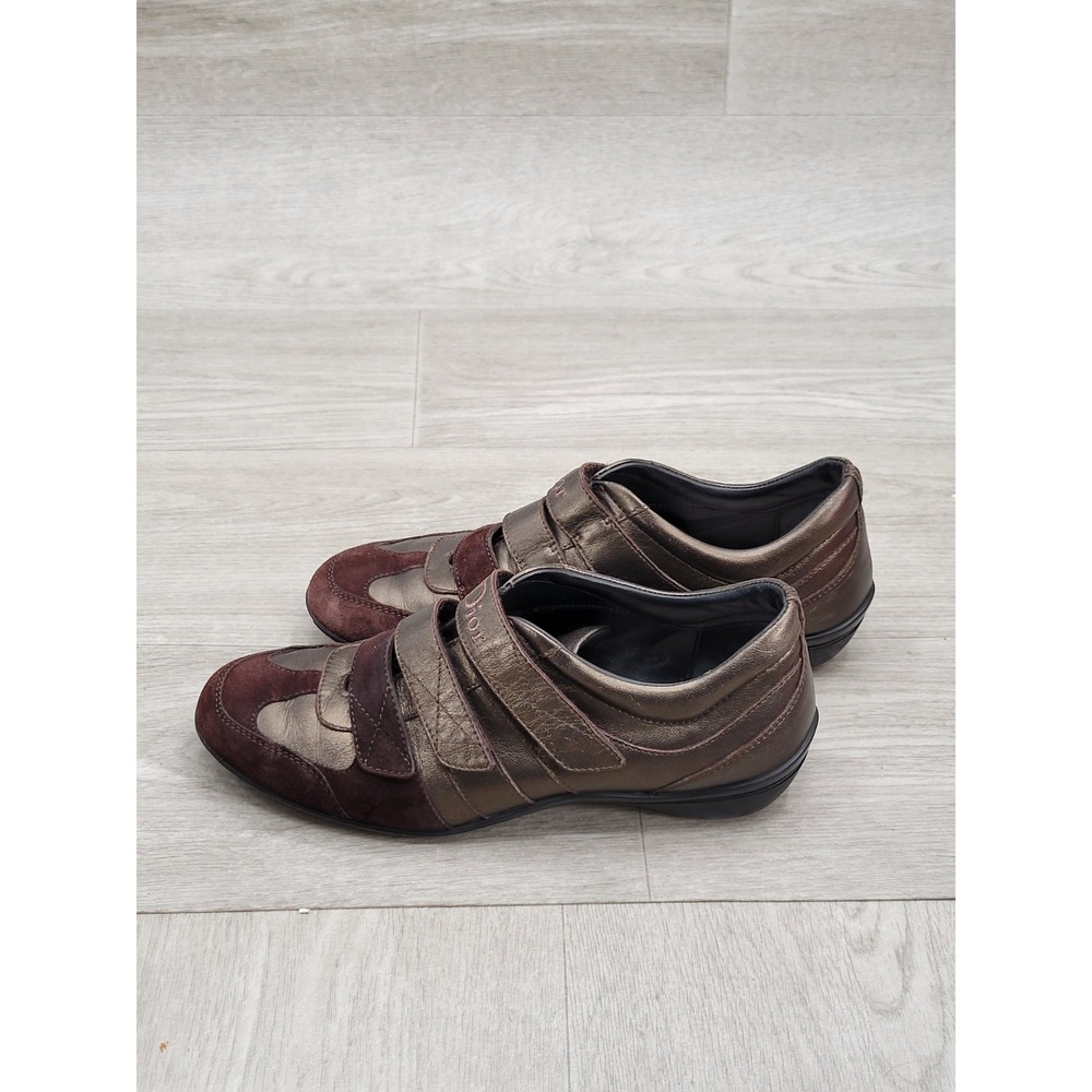 Vintage Christian Dior Womens 36.5 Brown Suede Leather 3 Strap Sneakers TD0605
